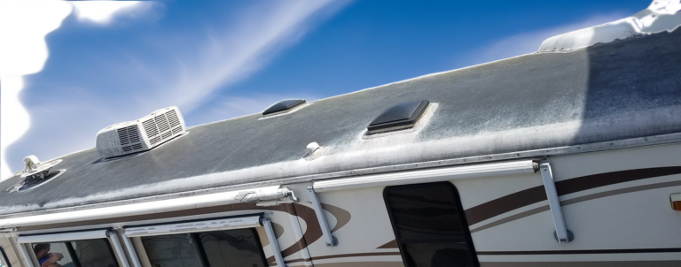 EPDM RV Rubber Roof showing black rubber